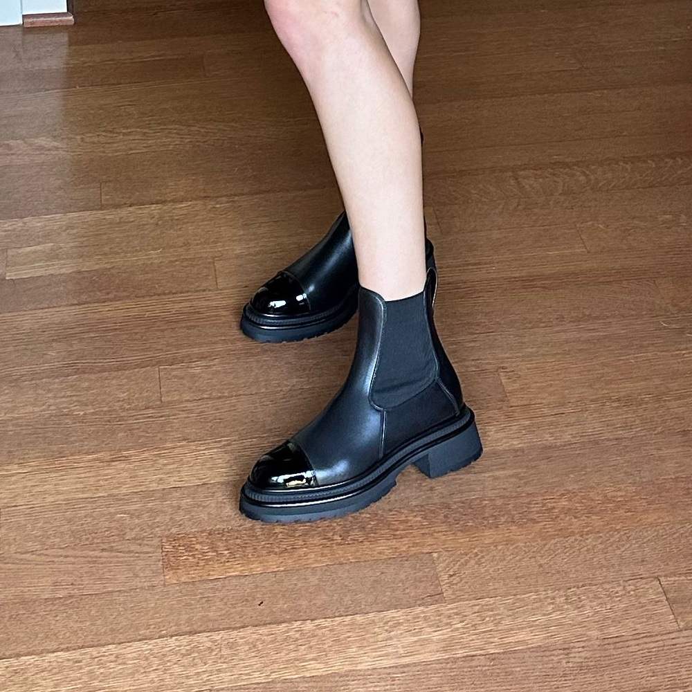 CHANEL Black Leather Ankle Boots - Picture 2 of 2